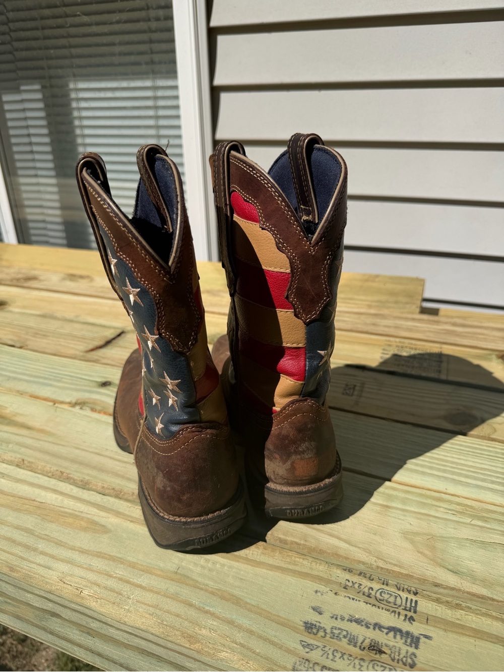 Durango Women's Brown Leather Western Boots with American Flag Accent - Picture 2 of 5